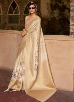 Tussar Silk Beige Ceremonial Wear Printed Saree